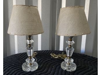 Pair Of Vintage Glass Bedside Lamps
