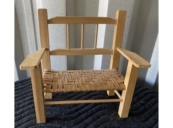 Small Doll Bench With Woven Seat