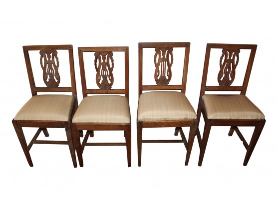 Set Of Antique 4 Lyre Back Chairs