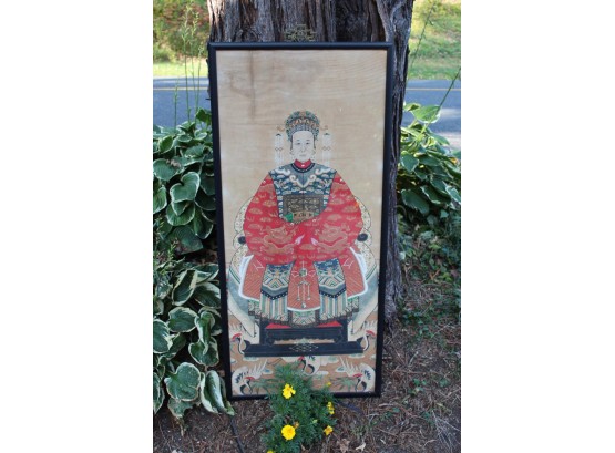 Beautiful Handpainted Empress On Rice Paper, 3 Feet 9.5 Inches Tall