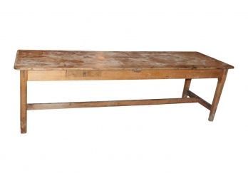 Wonderful Antique Pine Harvest Table, 8 Feet 2.75 Inches