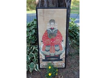 Beautiful Handpainted Empress On Rice Paper, 3 Feet 9.5 Inches Tall