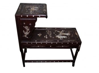 Beautiful Oriental Rosewood With Mother Of Pearl Inlay Side Table
