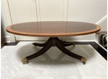 Vintage Federal Style Banded Mahogany Clawfoot Coffee Table