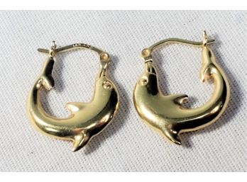 14K  Gold Dolphin Earrings