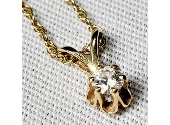14k Gold Necklace With 14k Gold Diamond Pendant