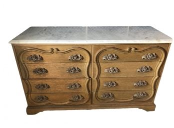 Eight Drawer Oak Bureau With Marble Top