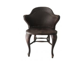 Retro Mahogany  Chair With Leather Trim & Leather Tacks