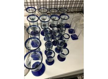 Lot Of Glasses With Blue Rims