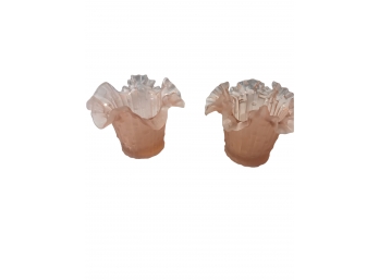 Pair Of Rose Tinted Glass Vases From Italy