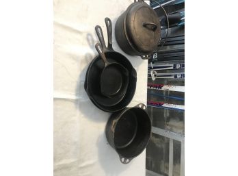 Five (5)pieces Wrought Iron  Pots And Pans
