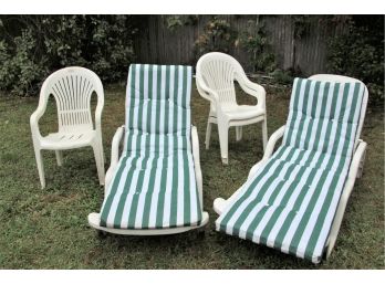 Two Lawn Chairs &two Lounge Chairs