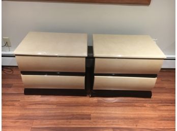 E40 Pair Of Millennium Furniture Lacquered 2 Drawer Nightstands