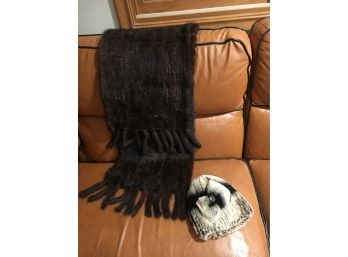 E110 Russian Jeweled Sable Fur Hat And Mink Fur Scarf
