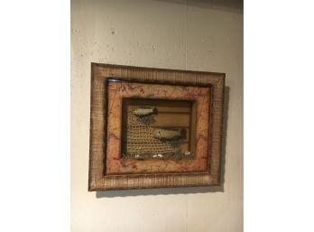 E97 Art Piece With Fish In Shadowbox, 17x16'
