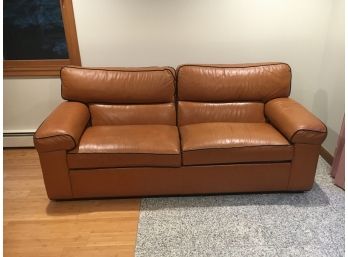 E32 Very Nice Ethan Allen Leather Sofa From The Sierra Leather Collection, Great Color And Condition