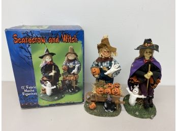 Halloween 13' Witch Scarecrow Fabric Mache Figurines