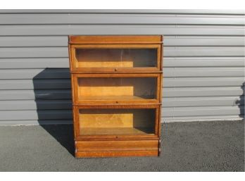 Vintage Oak Barrister  Bookcase 3 Sections Made By Macey