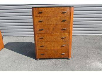 Vintage Antique Art Deco 6 Drawer Tall Chest (See Other Auctions For Matching Pieces To This Set)