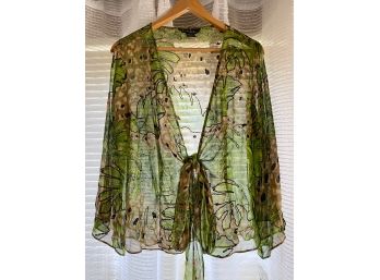 NEW! Nicole Miller Peasant Style Sheer Blouse Size Large