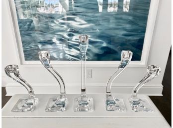Set Of Crystal Candle Holders