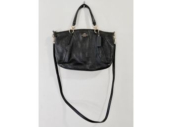 Coach Black Pebble Grain Leather Hand Bag With Shoulder Strap
