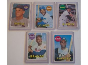 Assortment Of Topps 1969 Baseball Cards- Tom Seaver, Ernie Banks, Willie McCovey, Hank Aaron, Roberto Clemente