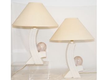 Modern Ceramic Arch & Ball Lamps W/ Shades