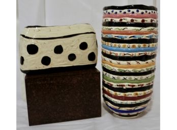 Ceramic Art Vessels By Janet Lowle- Lot Of Two