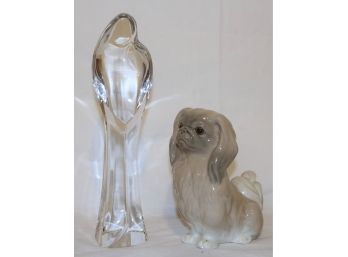 Val St. Lambert Art Glass & Lladro Dog Figure