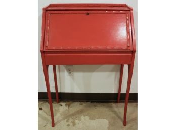 Mid 20th Century Ladies Writing Desk In Red Paint
