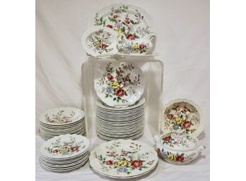 China Dinner Service By Booths, Flowerpiece Pattern- Approximately 53 Pieces