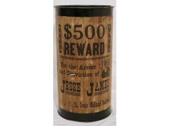 Vintage Jesse James Wanted Poster Wastebasket