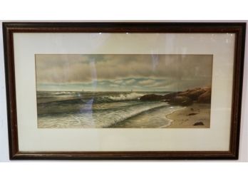 Vintage Seascape Watercolor Painting On Board By George Howell Gay