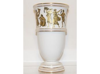 Italian Porcelain Vase W/ Gilt Highlights- Made By Standey Arts, Italy