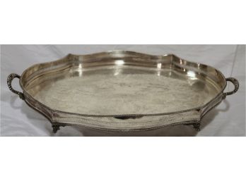 Vintage Silver Plated Raised Gallery Serving /Bar Tray By Cheltenham