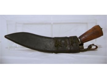 Large Vintage Indian Kukri(Tempered Steel) With Original Sheath & Two Small Knives