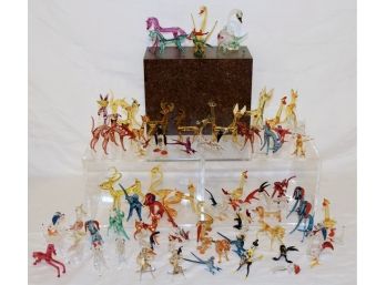 Collection Of  70 Miniature Hand-Blown Glass Animal Figurines