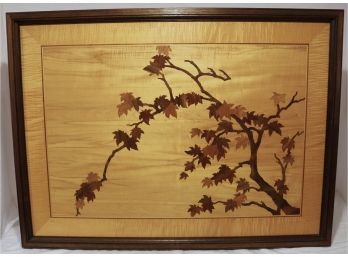 Vintage Mixed Exotic Wood Marquetry Art Of Tree