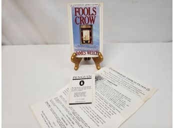 'Fools Crow' By James Welch Review Copy, From The Personal Library Of Journalist Gregory Katz