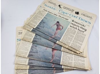 7 Copies Of Sunday Cape Cod Times Newspapers, 'The Night John Lennon Died' By Gregory Katz, Jan 4, 1981