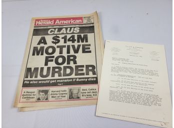 Boston Herald America Newspaper 'CLAUS: A $14M Motive For Murder' Jan 25th, 1982, Featuring Gregory Katz