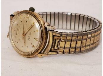 Vintage Benrus 14K Gold Case Self Winding Working Stretchy Band Men's Watch