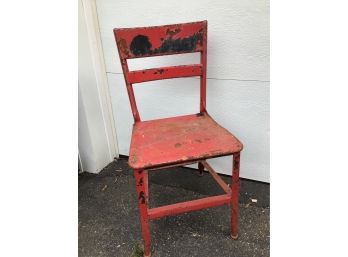 Antique Red Metal Chair