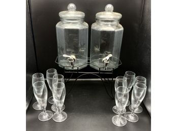 Double Spouted Jugs  & 10 Wine Glasses