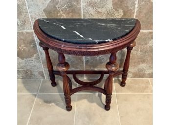 Beautiful Half Moon Carved Table W/Marble Top