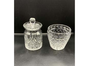 2 Pc Unmarked Waterford ~ Cracker Jar & More ~
