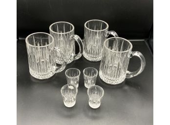 Shot  & A Beer - 4 Gorgeous Handled Beer Glasses And 4 Matching Shot Glasses