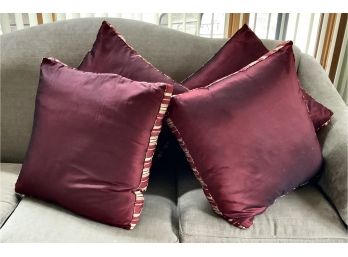 4 Throw Pillows With Striped Edge
