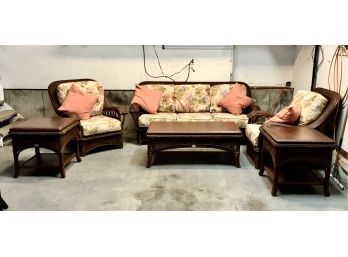 Acacia Home & Garden Indoor Outdoor Furniture ~ Couch, 2 Chairs, Coffee Table & 2 Side Tables ~